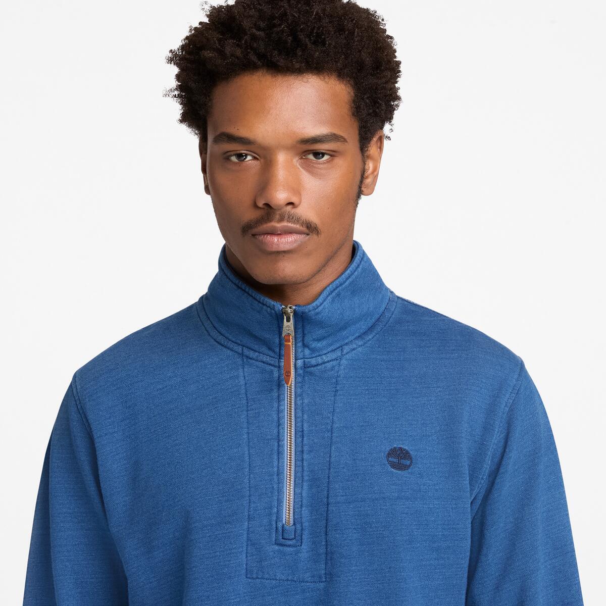 Men's Indigo 1/4 Zip Sweatshirt - Image 4