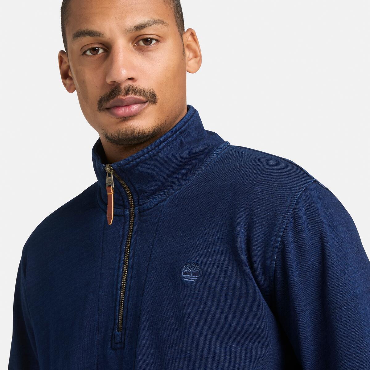 Men's Indigo 1/4 Zip Sweatshirt - Image 4